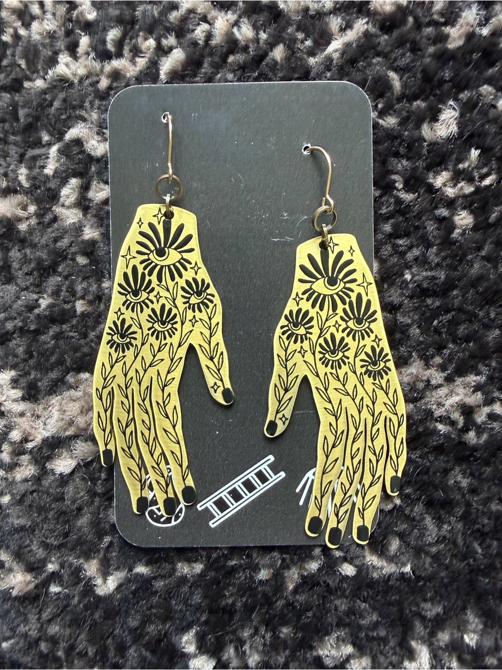 Yellow Floral Hand-Shaped Dangle Earrings